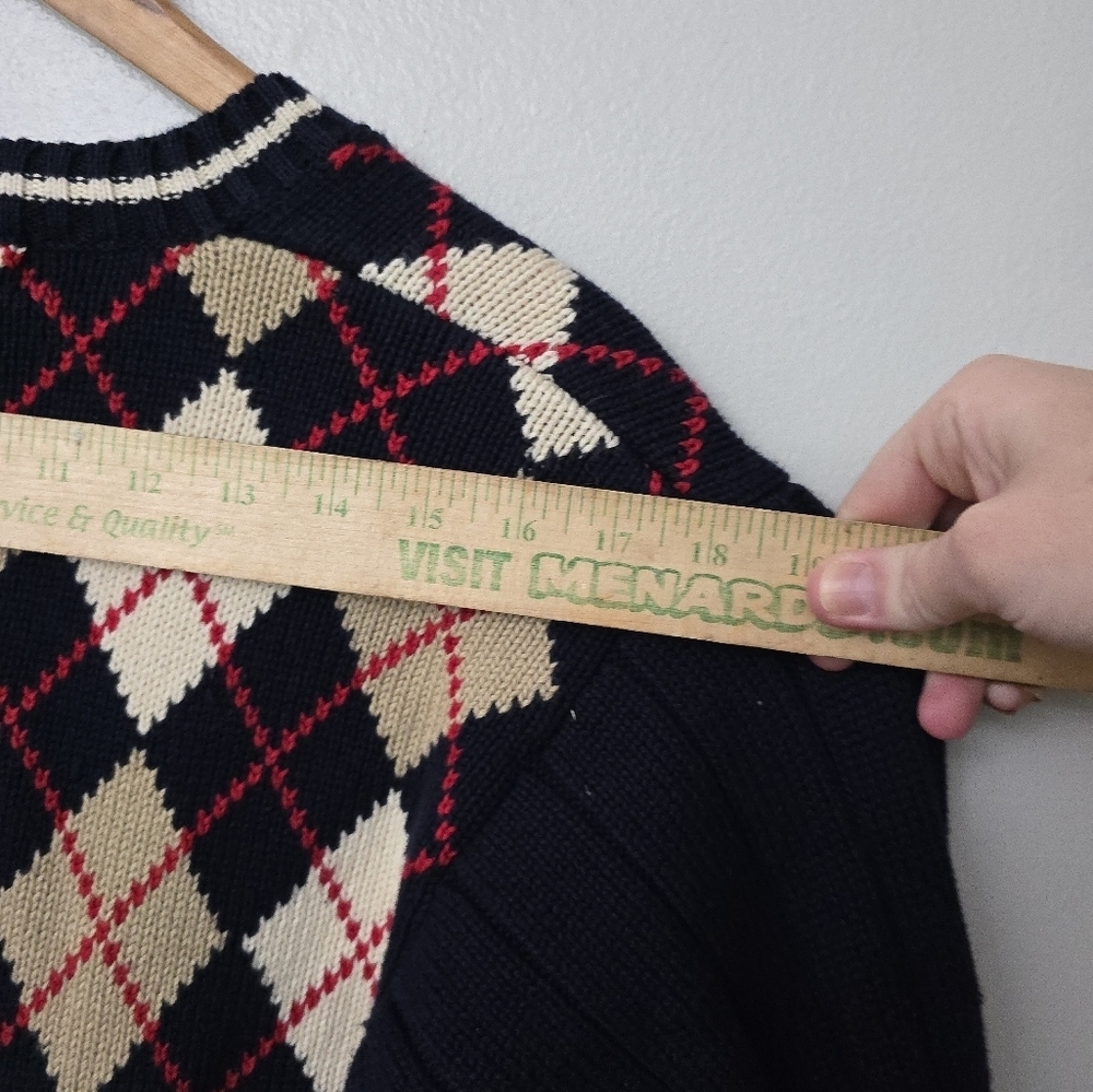 Vintage Izod Women’s M Diamond Argyle Knit Cardigan Preppy Academia Clueless - Picture 8 of 12